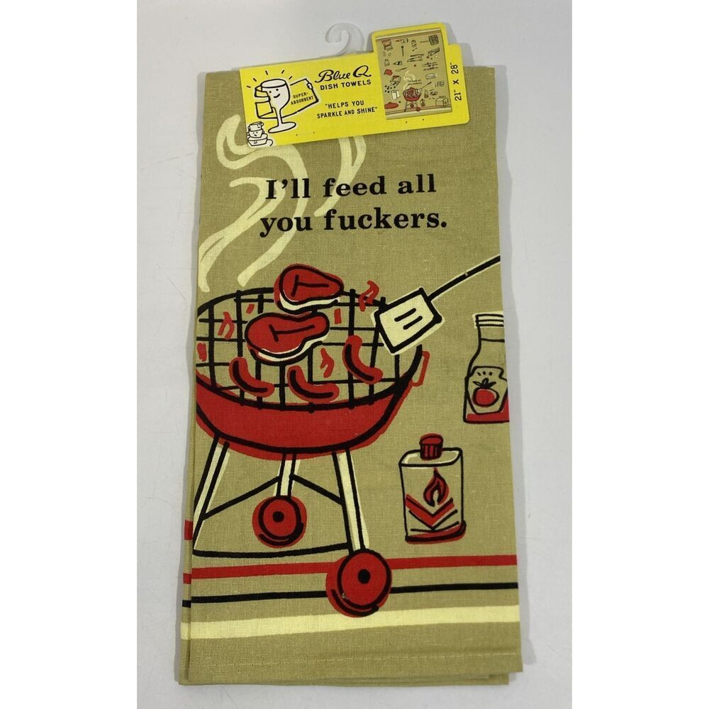 Blue Q Dish Towel Funny Gift Birthday Christmas “I’ll Feed You”‎ Mod Retro Style